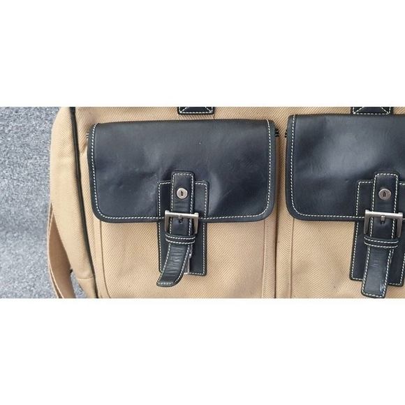 Hartmann Ziptop Briefcase Canvas and Leather HUDSON COLLECTION TAN AND BLACK - Picture 5 of 16